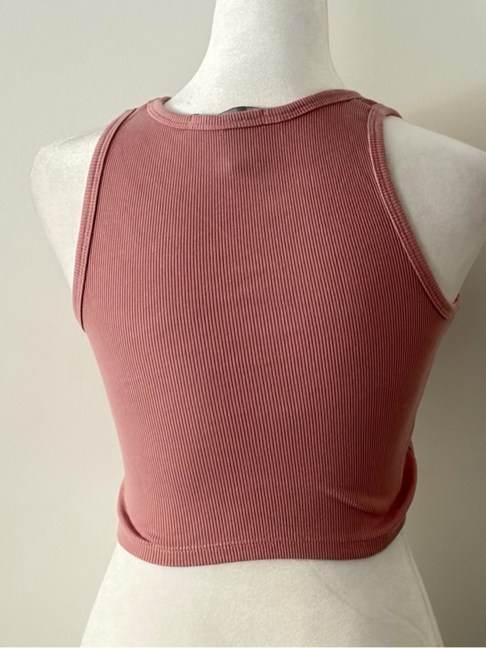 SWS Essentials Ribbed Cropped Tank Top - Dusty Rose - Picture 2 of 3